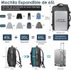 imagetravel inspira Vacuum Compression Backpack 65L Carry On Backpack with Electric Pump TSA Lock Water Resistant Laptop Compartment for Travel Camping Business Weekend Trips