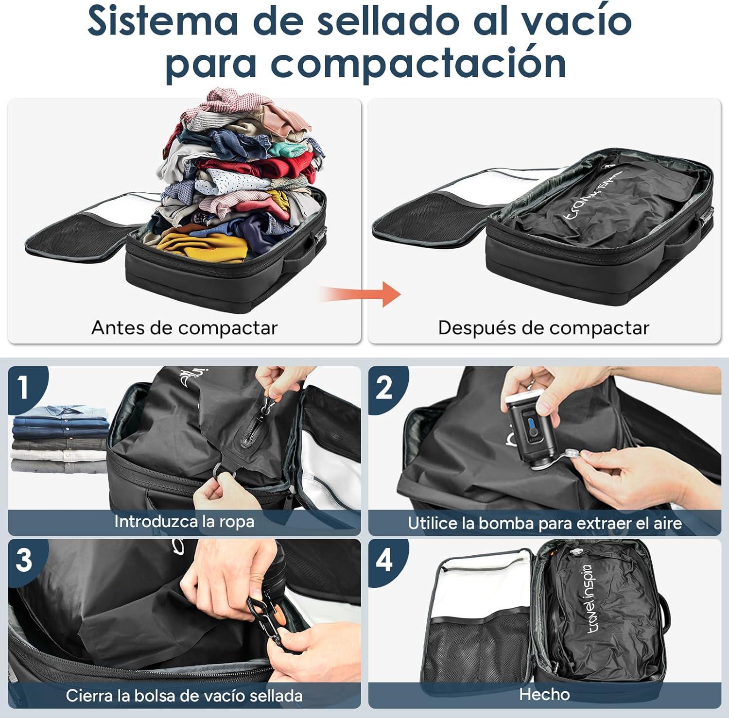 imagetravel inspira Vacuum Compression Backpack 65L Carry On Backpack with Electric Pump TSA Lock Water Resistant Laptop Compartment for Travel Camping Business Weekend Trips
