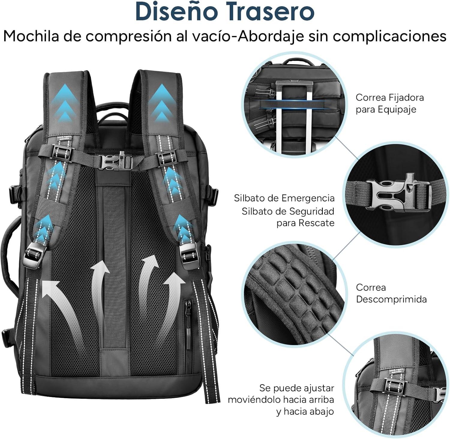 imagetravel inspira Vacuum Compression Backpack 65L Carry On Backpack with Electric Pump TSA Lock Water Resistant Laptop Compartment for Travel Camping Business Weekend Trips