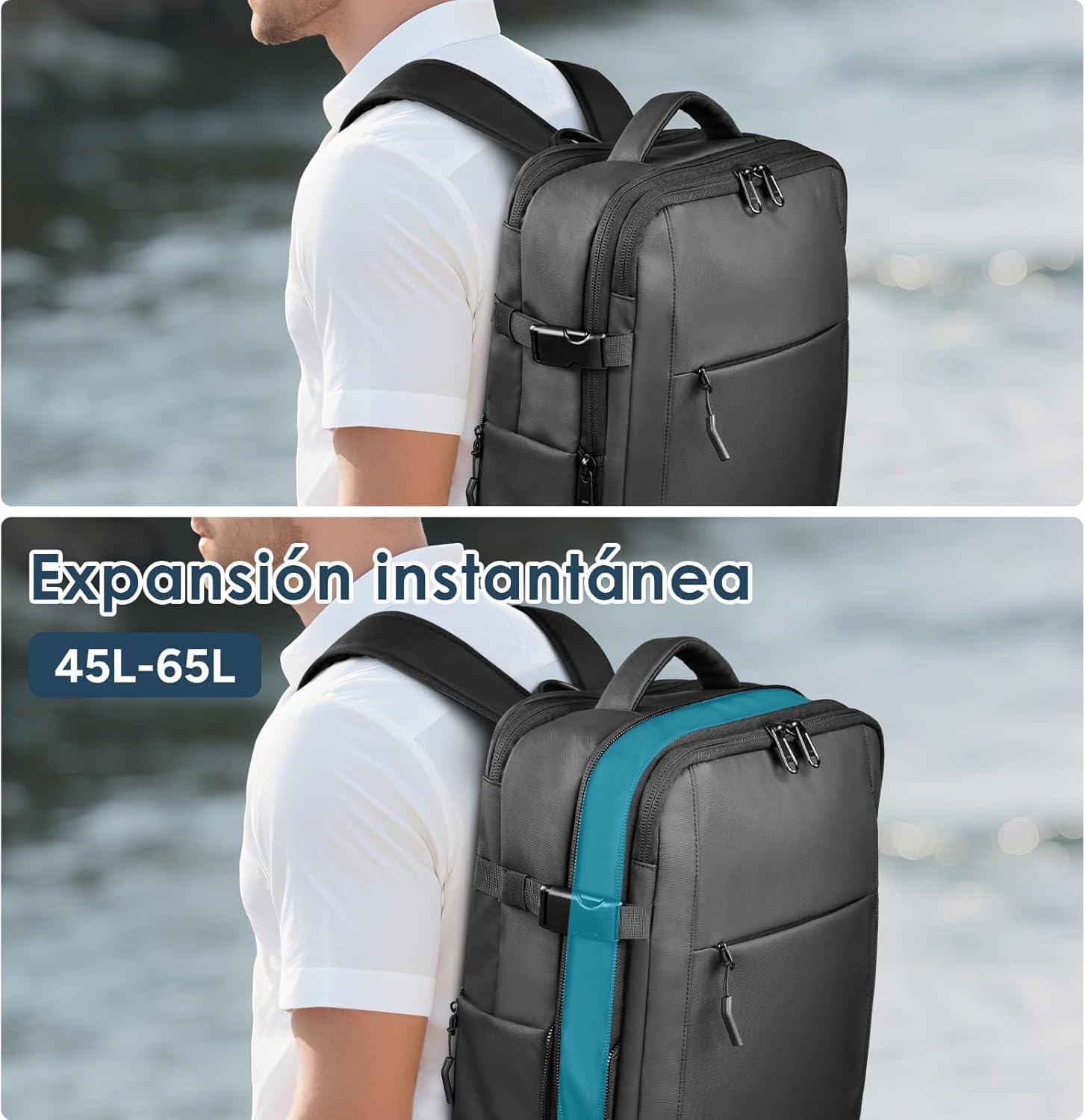 imagetravel inspira Vacuum Compression Backpack 65L Carry On Backpack with Electric Pump TSA Lock Water Resistant Laptop Compartment for Travel Camping Business Weekend Trips