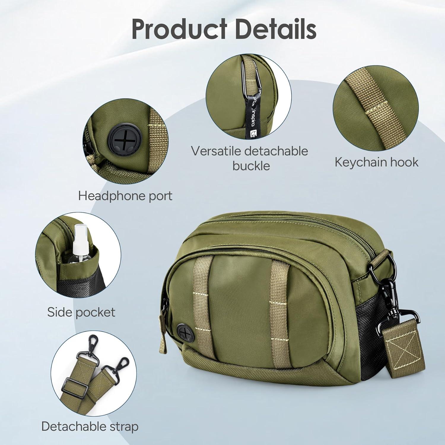 imageLightweight Crossbody Bag 5L Unisex Sling Pack Shoulder Bags AntiTheft USB ChargingArmy Green