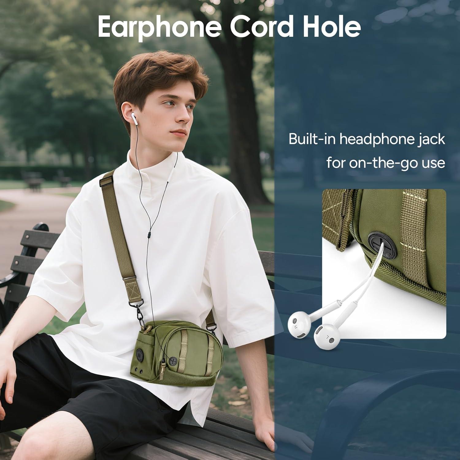 imageLightweight Crossbody Bag 5L Unisex Sling Pack Shoulder Bags AntiTheft USB ChargingArmy Green