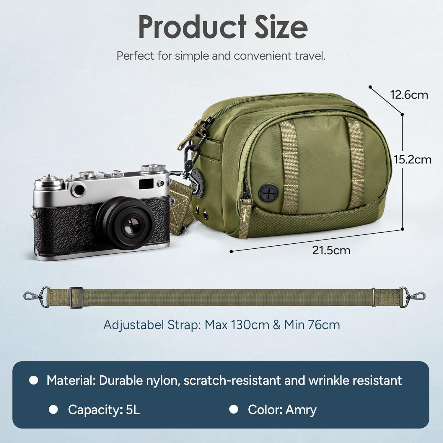 imageLightweight Crossbody Bag 5L Unisex Sling Pack Shoulder Bags AntiTheft USB ChargingArmy Green
