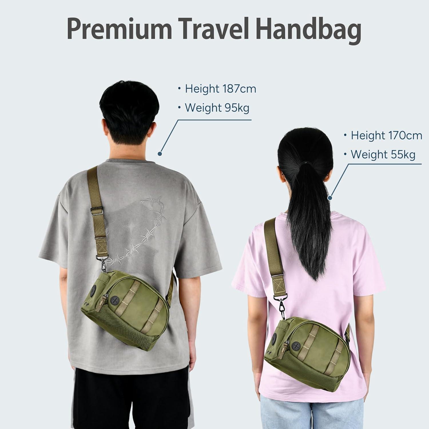 imageLightweight Crossbody Bag 5L Unisex Sling Pack Shoulder Bags AntiTheft USB ChargingArmy Green