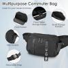 imageLarge Crossbody Waist Bag Tactical Fanny Pack for Men Hip Bum Bag with Water Bottle Holder Adjustable Belt Workout Traveling Casual Running Hiking CyclingBlack