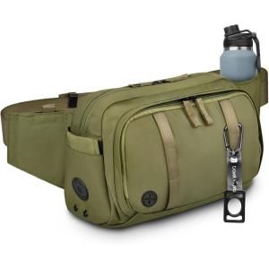 imageLarge Crossbody Waist Bag Tactical Fanny Pack for Men Hip Bum Bag with Water Bottle Holder Adjustable Belt Workout Traveling Casual Running Hiking CyclingGreen
